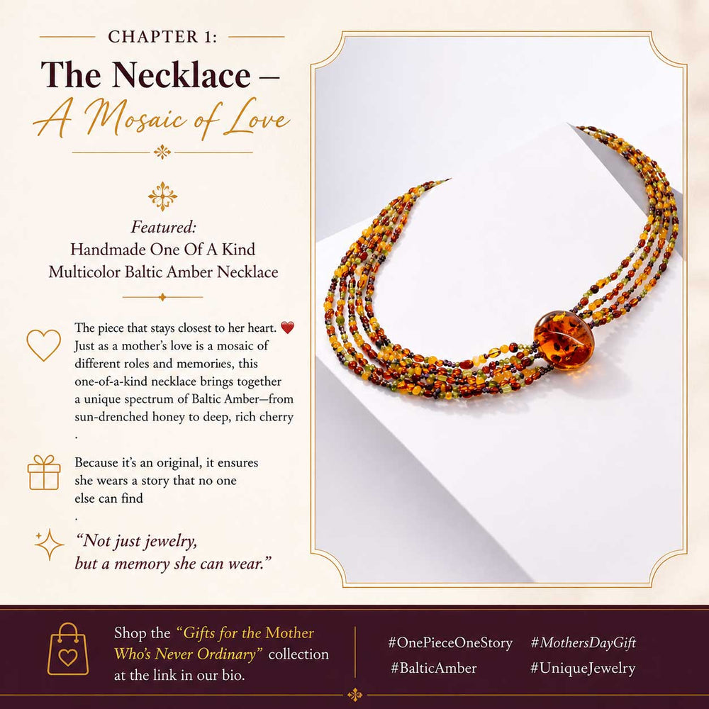 Handmade One Of A Kind Multicolor Baltic Amber Necklace