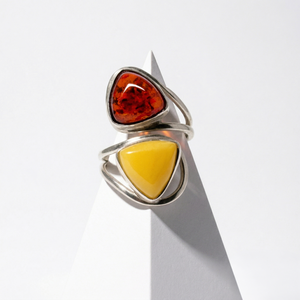 Cognac And Butterscotch Baltic Amber Adjustable Ring