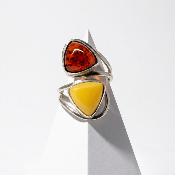 Cognac And Butterscotch Baltic Amber Adjustable Ring