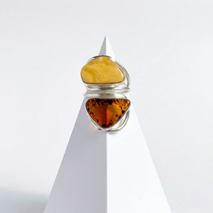Cognac And Butterscotch Baltic Amber Adjustable Ring
