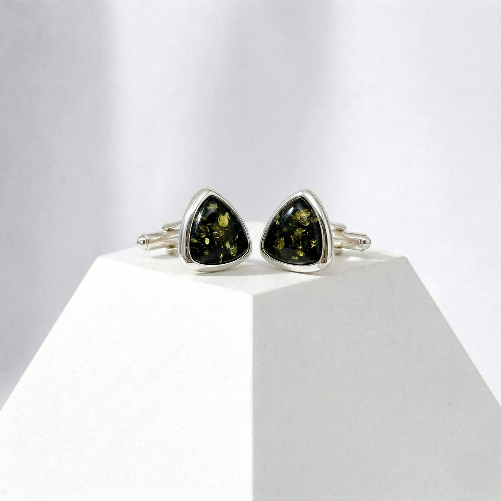 Green Baltic Amber Cufflinks