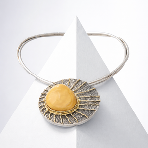 Handmade One Of A Kind Butterscotch Baltic Amber Sun Pendant On Choker