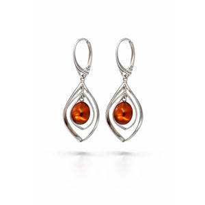 Cognac Baltic Amber Teardrop Earrings