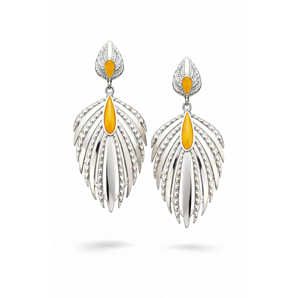 Milky Baltic Amber Feather Earrings