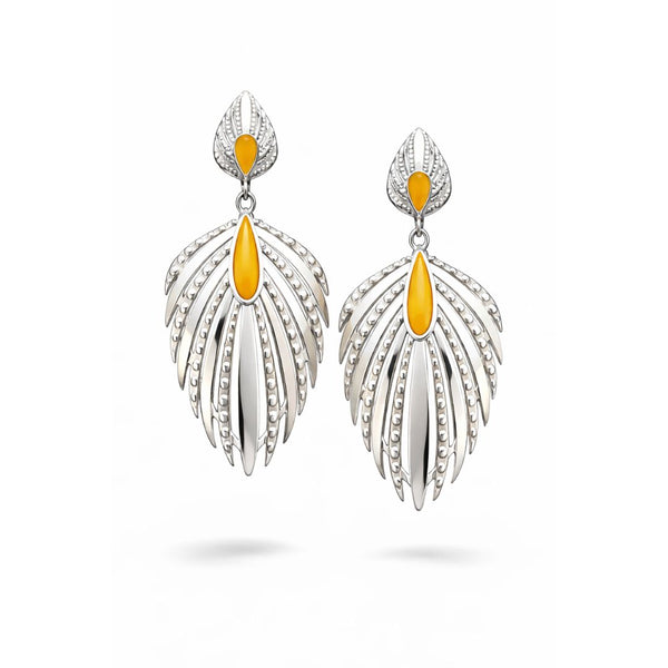 Milky Baltic Amber Feather Earrings