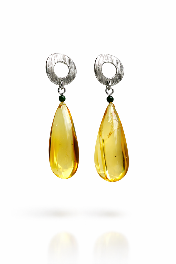 Yellow Baltic Amber Drop Earrings