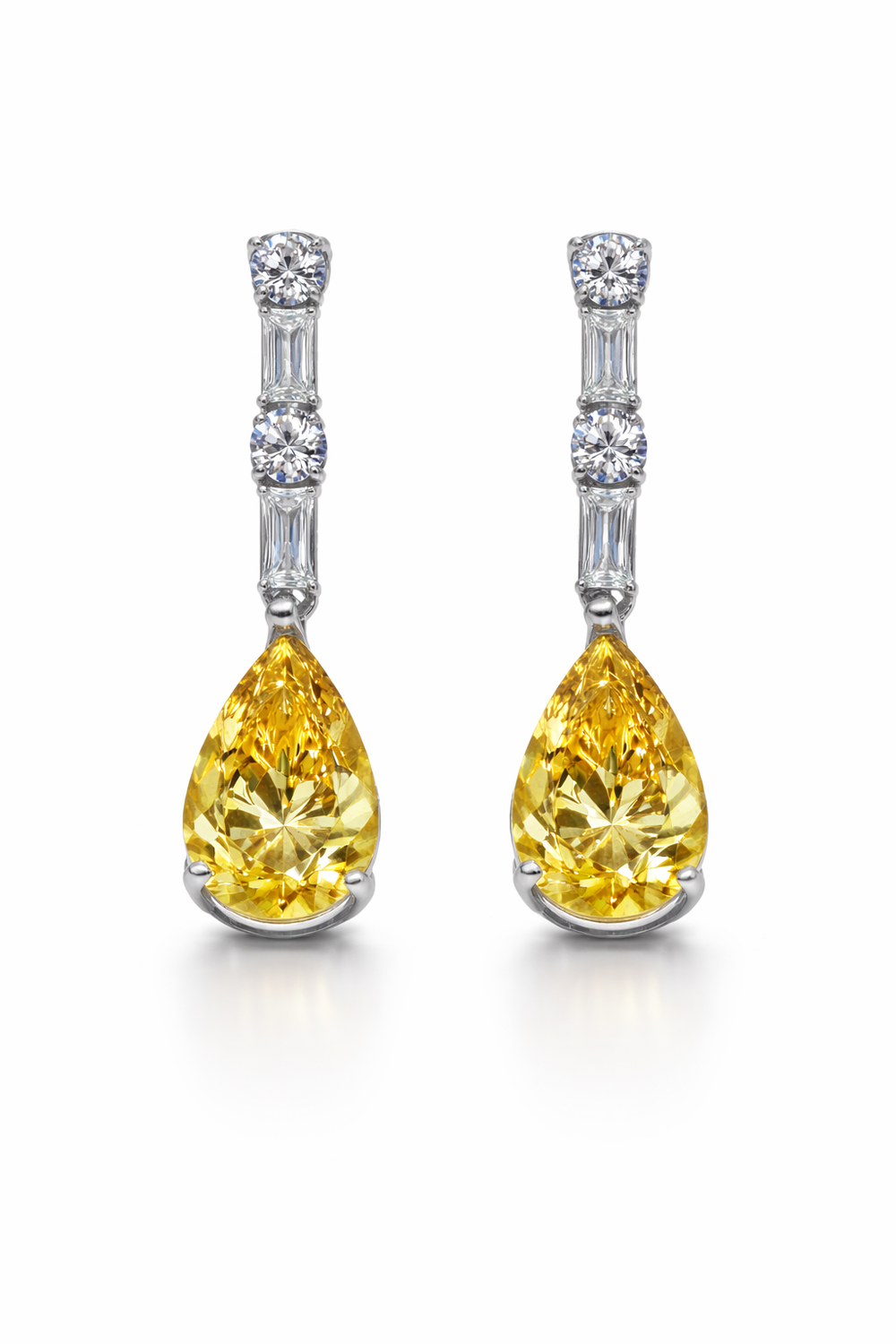 Canary Yellow Teardrop Cubic Zirconia Drop Earrings
