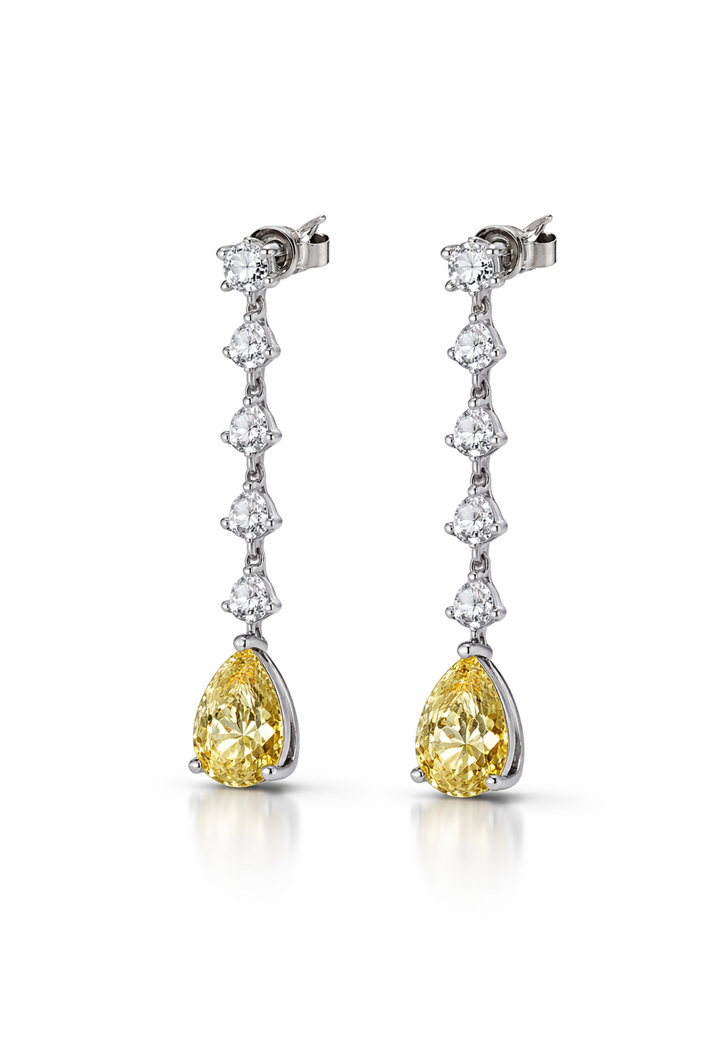 Teardrop Yellow Cubic Zirconia Dangle Earrings
