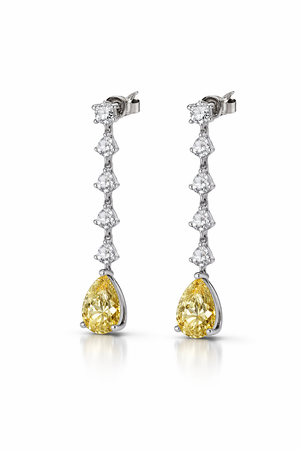 Teardrop Yellow Cubic Zirconia Dangle Earrings