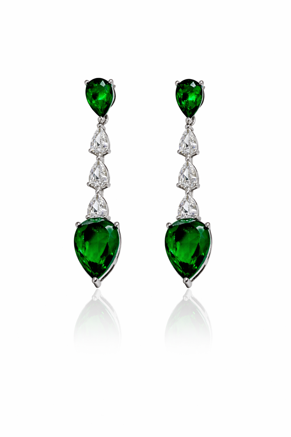 Emerald Green Cubic Zirconia Drop Earrings