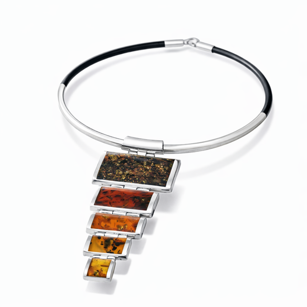 Multicolor Baltic Amber Pendant Choker Necklace