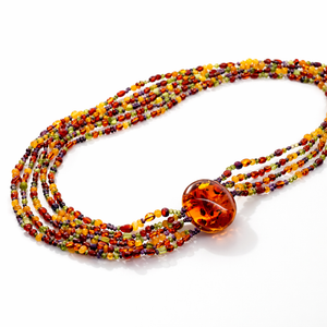 Handmade One of A Kind Multicolor Baltic Amber Bead Necklace