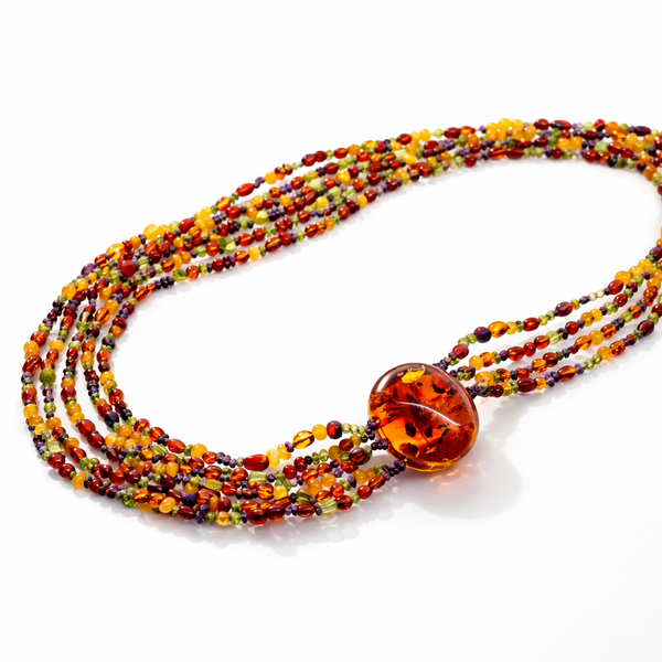 Handmade One of A Kind Multicolor Baltic Amber Bead Necklace