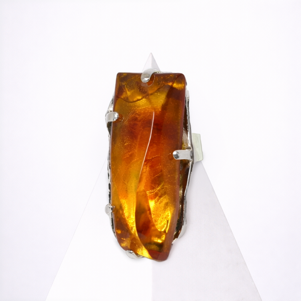 Honey Color  Baltic Amber Handcut Ring