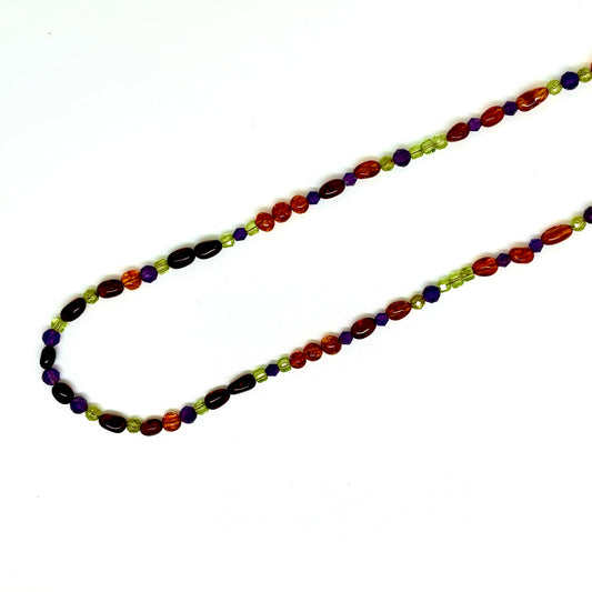 Handmade One of a Kind Multi Color Baltic Amber, Peridot and Amethyst Bead Necklace