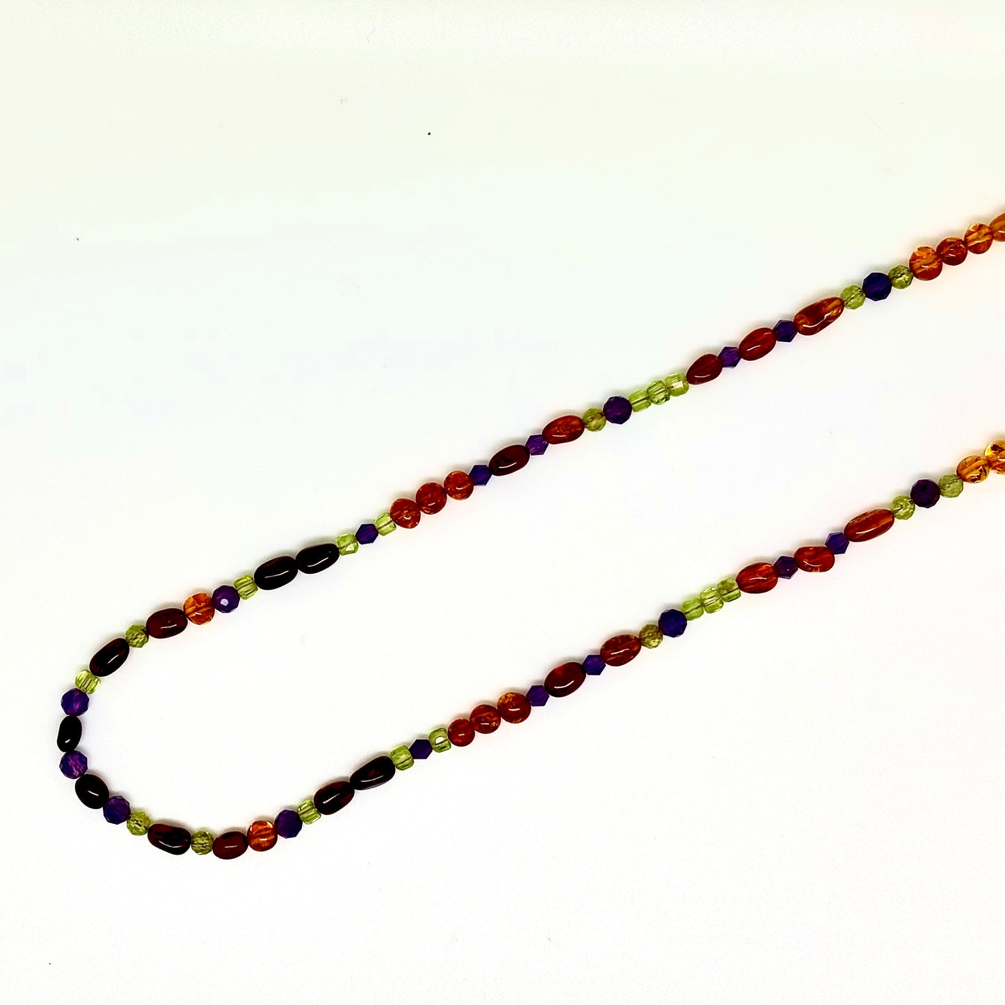 Handmade One of a Kind Multi Color Baltic Amber, Peridot and Amethyst Bead Necklace