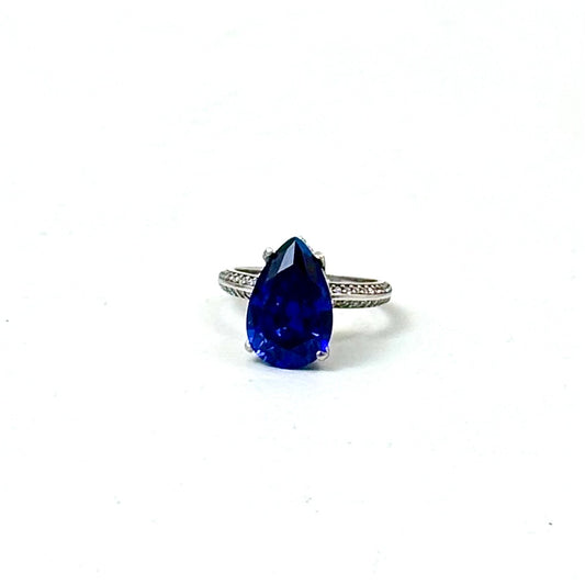 Blue Cubic Zirconia Sterling Silver Ring