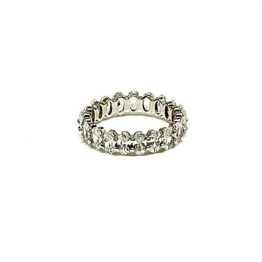Sterling Silver Oval Cubic Zirconia Eternity Band Ring