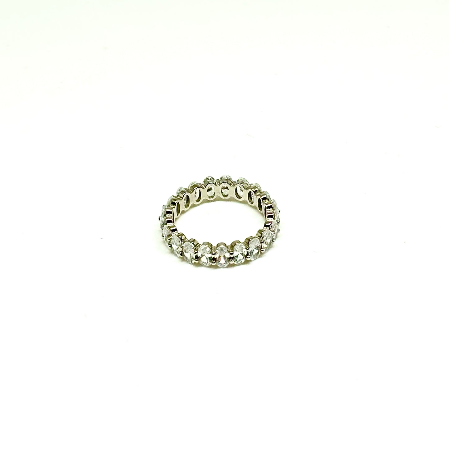 Sterling Silver Oval Cubic Zirconia Eternity Band Ring