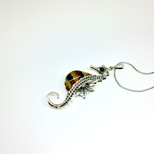 Handmade Baltic Amber Seahorse Pendant Necklace