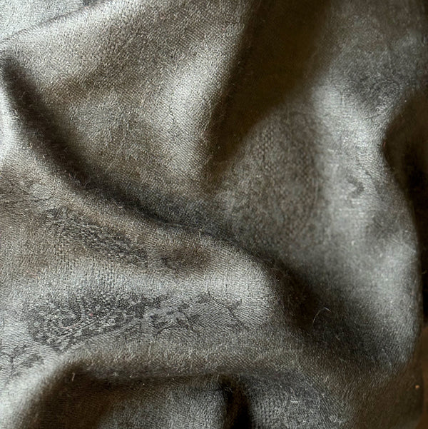 Soft Jacquard Cashmere Scarf in Black Color
