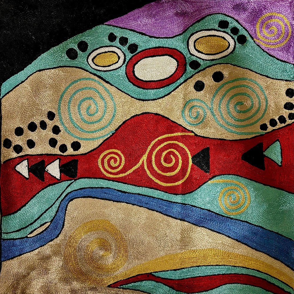 Hand Embroidered Vibrant Color Cushion Cover