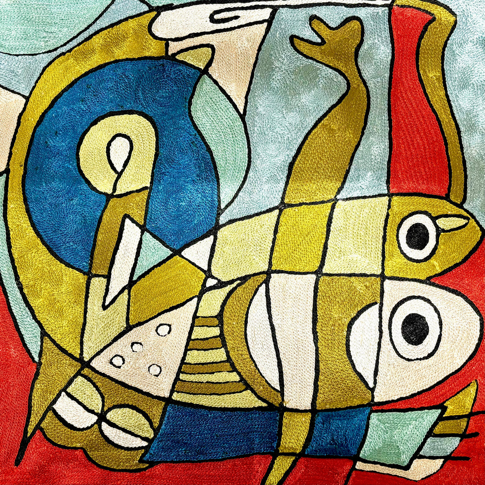 Hand Embroidered Vibrant Color Cushion Cover