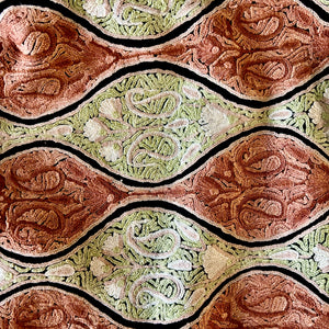 Shawl- Black color Woolen shawl with Light Green, Brown and White Aari embroidery