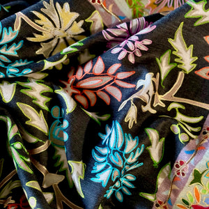 Luna Kalamkaari Multi Color Print on Black Shawl