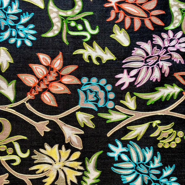 Luna Kalamkaari Multi Color Print on Black Shawl