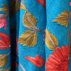 Shawl - Turquoise Dream Wool Embroidered Kashmiri Shawl