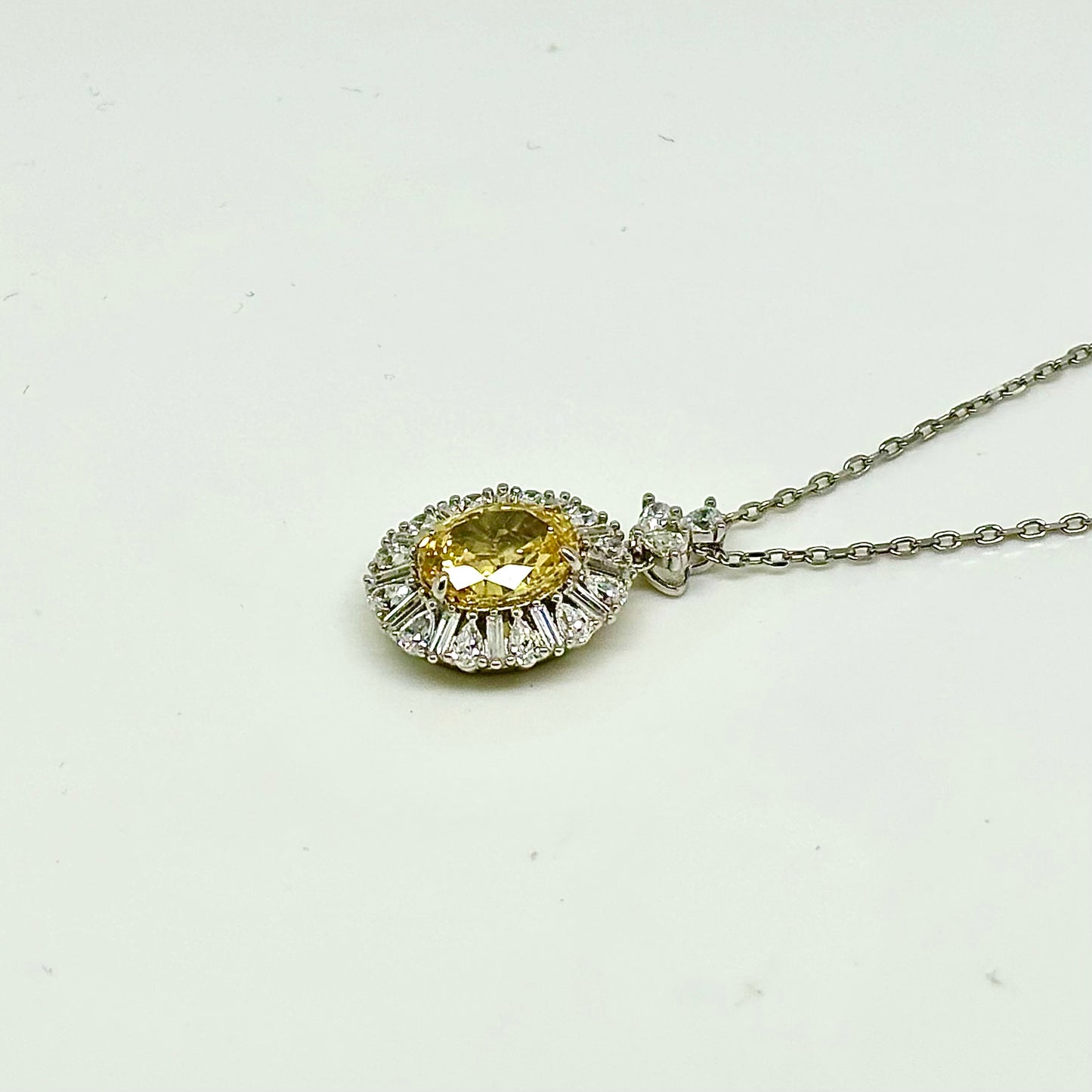 Canary Yellow and Clear CZ  Pendant Necklace
