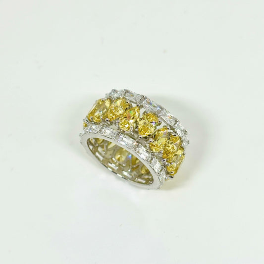 Canary Yellow and Clear CZ Band