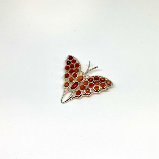 Cognac Color Baltic Amber Butterfly Pin