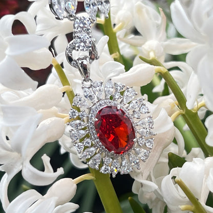 Ruby Red and Clear CZ Necklace