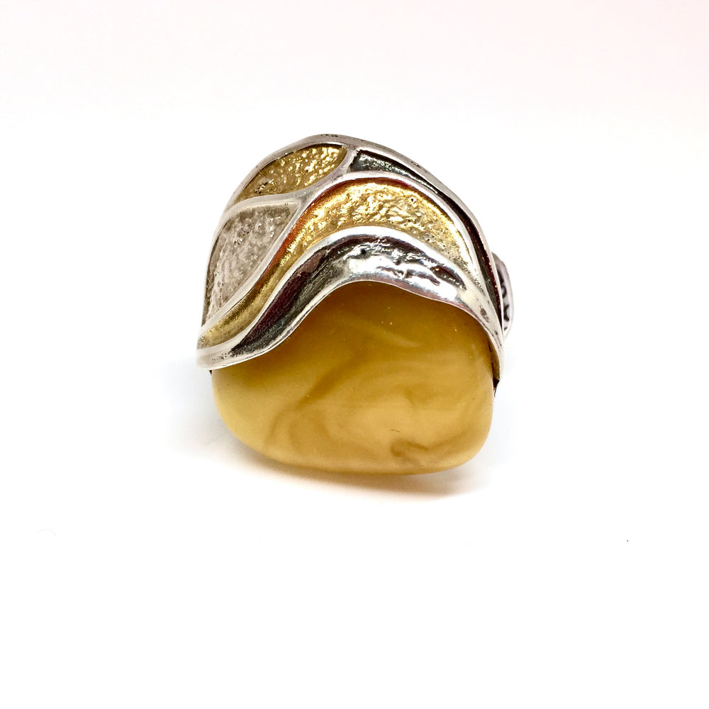 Butterscotch Baltic Amber One Of A Kind Gold Painted Ring