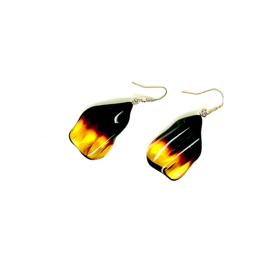Two Tone Baltic Amber Petal Earrings