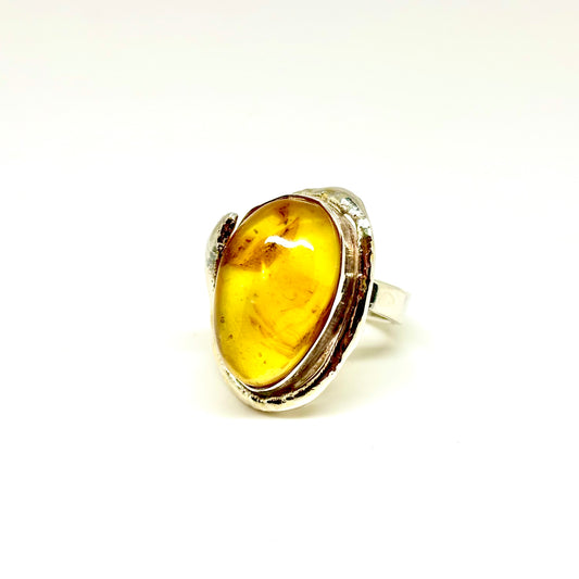 Lemon Color Baltic Amber Handmade Ring
