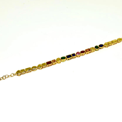 Multi Color CZ Sterling Silver Gold Plated Bracelet
