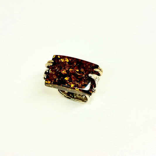 One of a Kind Handmade Green Baltic Amber Ring