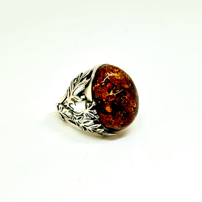 One of a kind Cognac Baltic Amber Ring