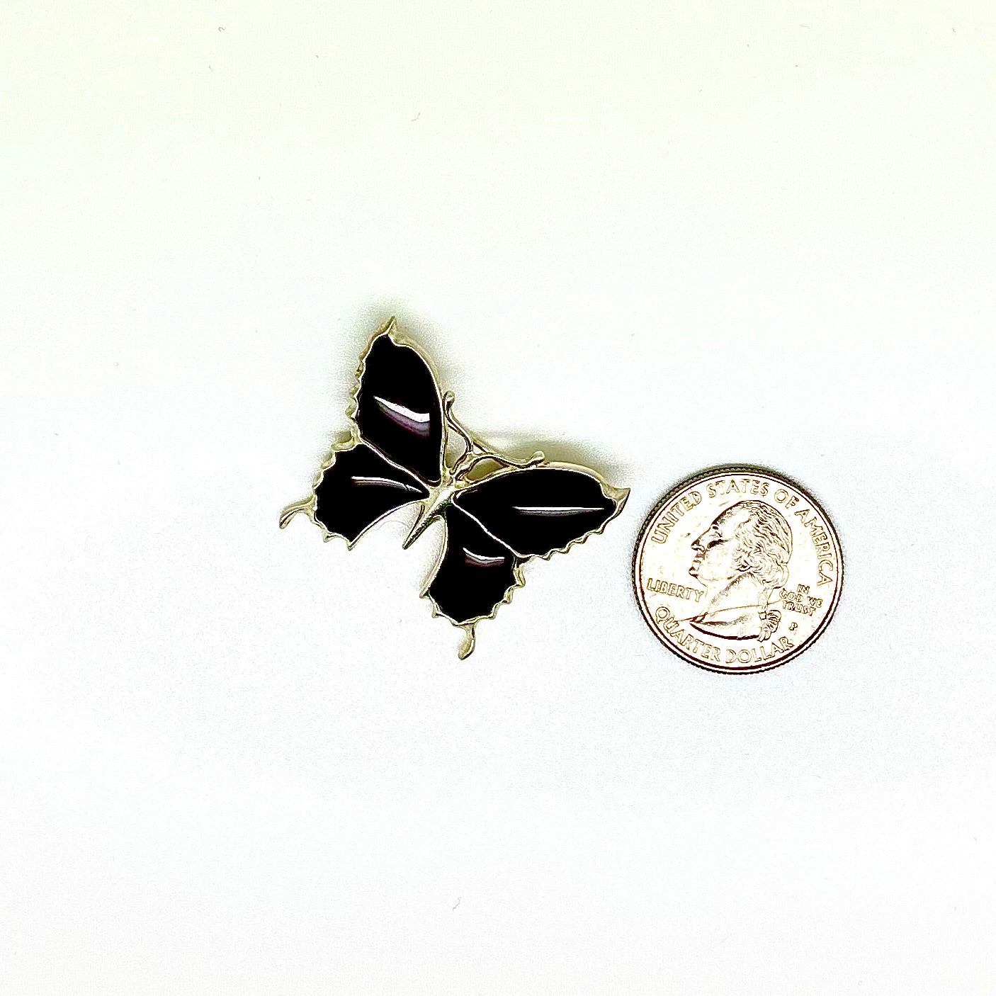 Cherry Color Baltic Amber Butterfly Pin