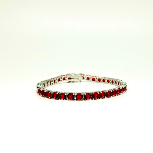 Sterling Silver Ruby Red CZ Bracelet