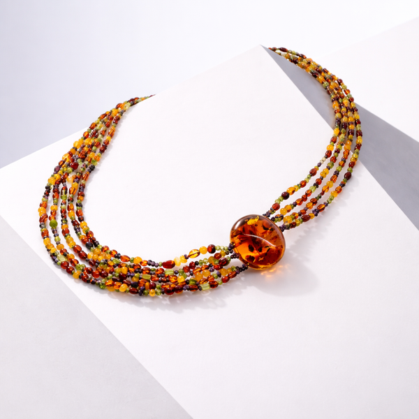 Handmade One Of A Kind Multicolor Baltic Amber Necklace