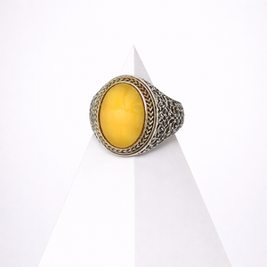 Milky Baltic Amber Men's Ring