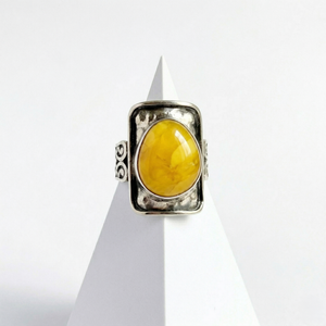 Milky Baltic Amber Sterling Silver Ring