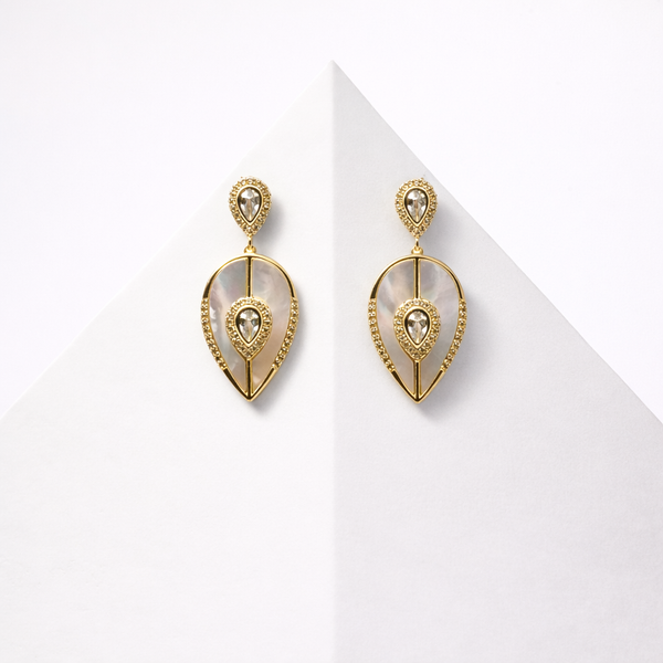 Mother of Pearl Gold Plated Fancy Earrings