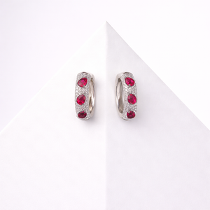 Ruby Red Cubic Zirconia small Huggies
