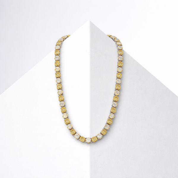 Sterling Silver Canary Yellow And Clear Cz Necklace