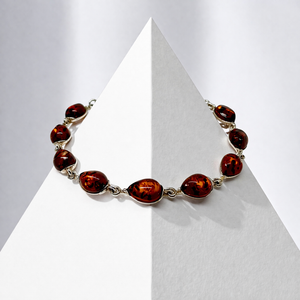 Sterling Silver Cognac Baltic Amber Bracelet